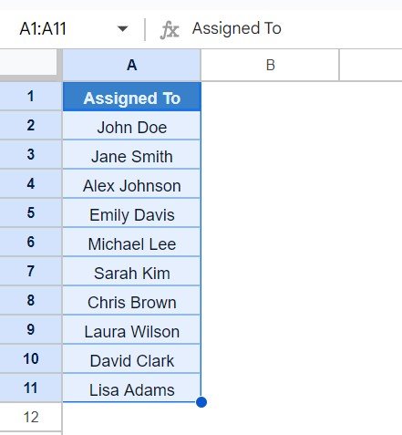 Assigned to sheet tab
