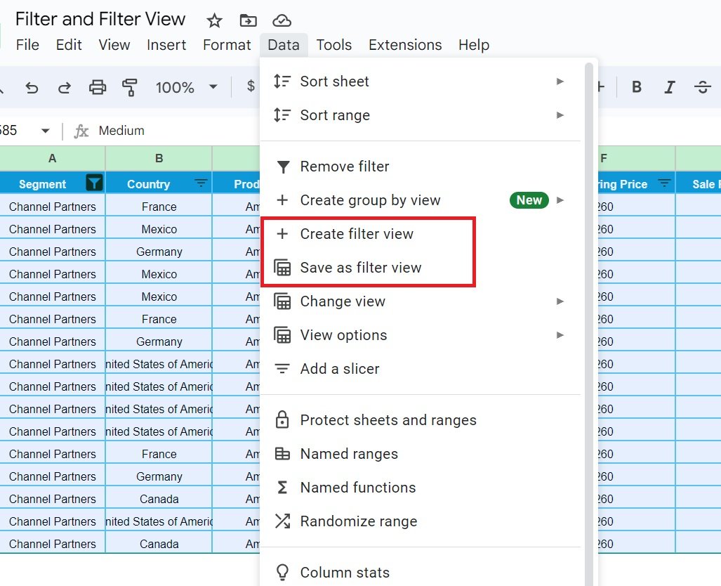 Filter and Filter View in Google Sheet