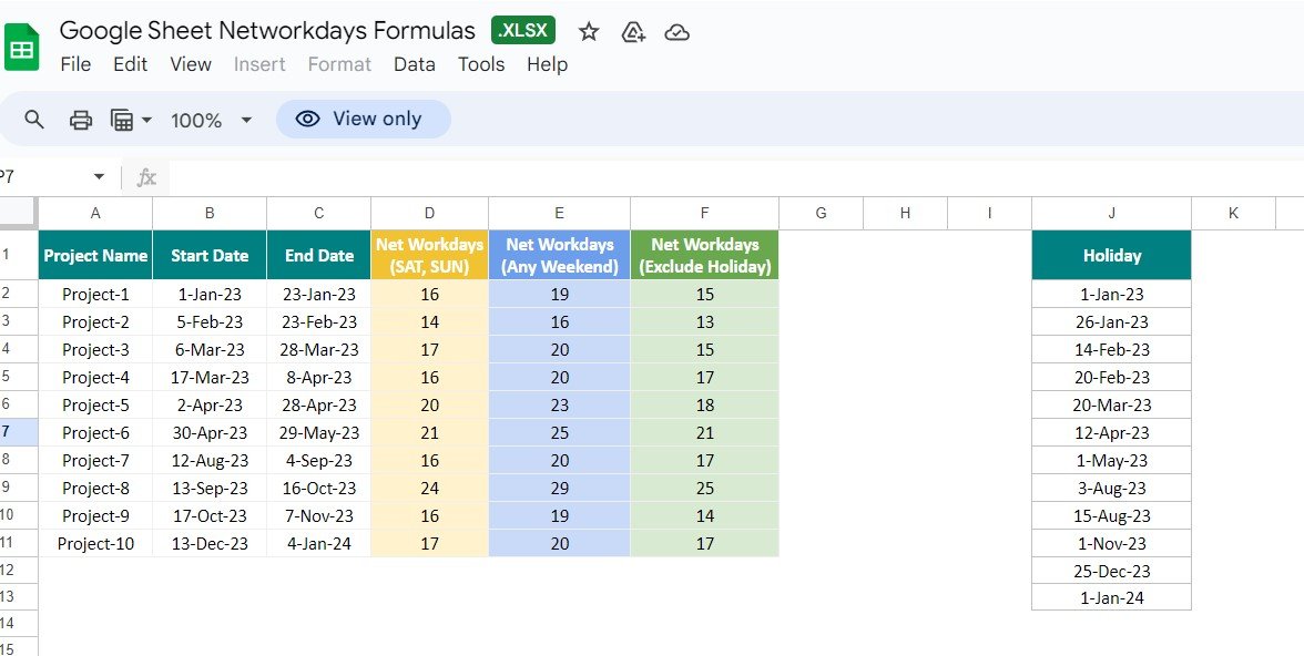 NETWORKDAYS Vs NETWORKDAYS.INTL In Google Sheet