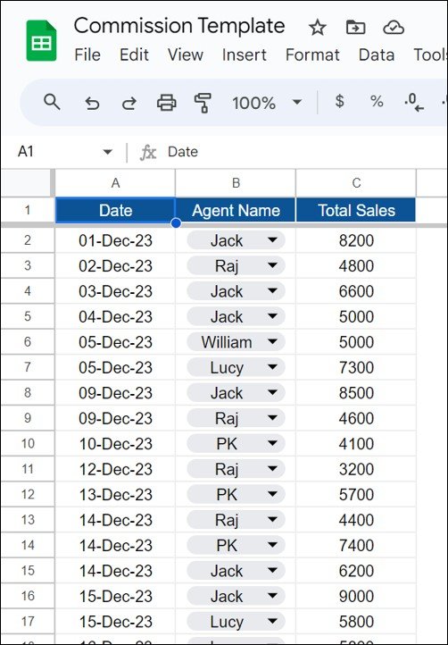 Input Data Sheet