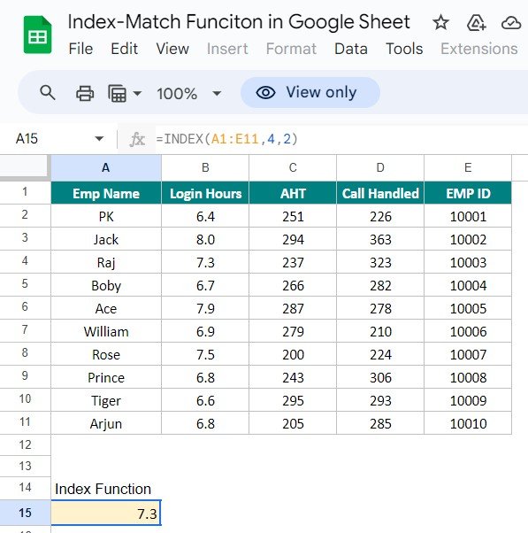 Double MATCH with INDEX Function