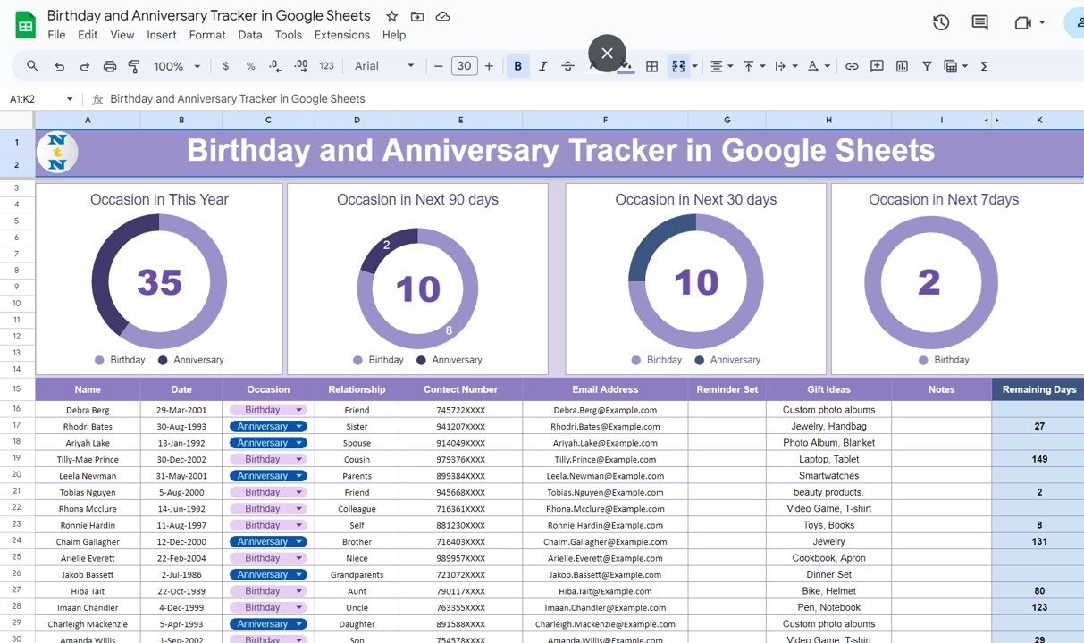 Birthday and Anniversary Tracker