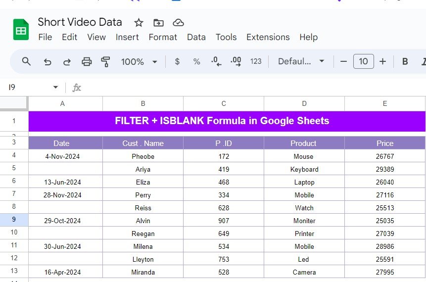 FILTER and ISBLANK Function