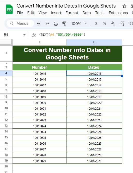 Convert Numbers into Dates