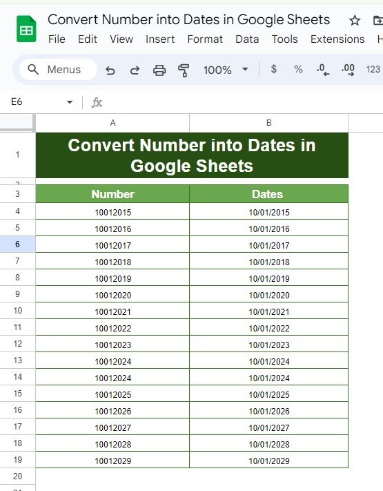 Convert Numbers into Dates