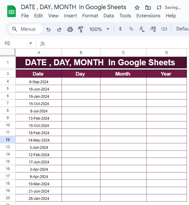 MONTH Functions in Google Sheets