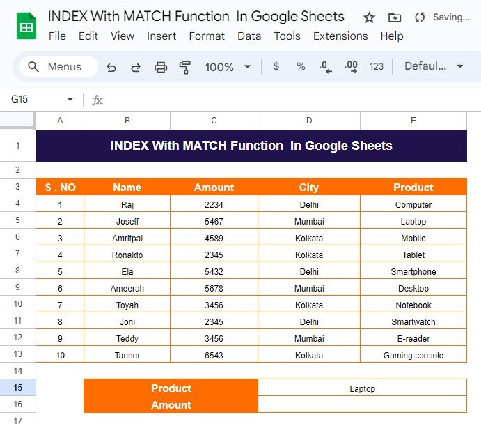  INDEX With MATCH Function 