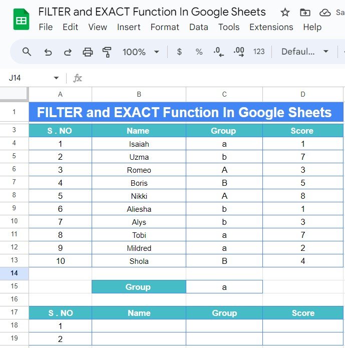 FILTER and EXACT Functions