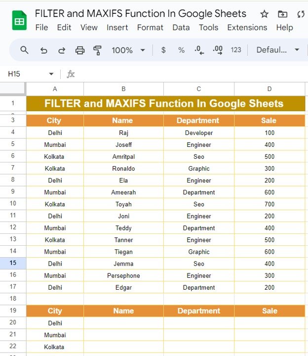 FILTER and MAXIFS Function