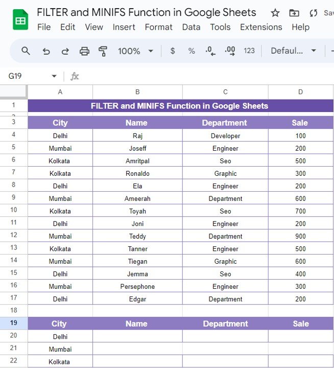 FILTER and MINIFS Functions