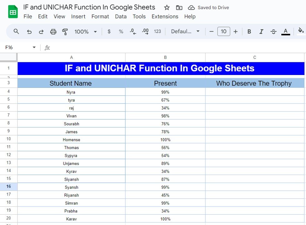 IF and UNICHAR Function