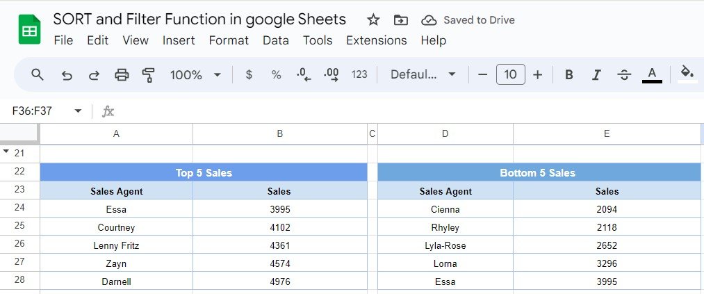 SORT and FILTER Functions