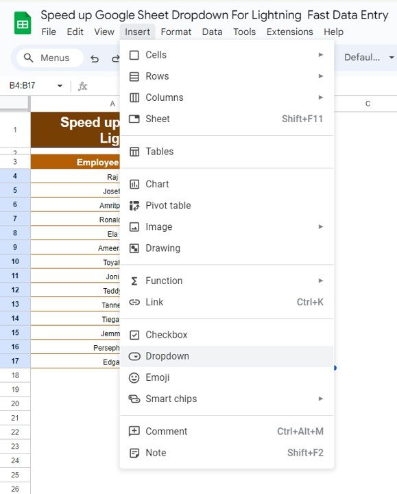 Speed Up Google Sheets Dropdowns 