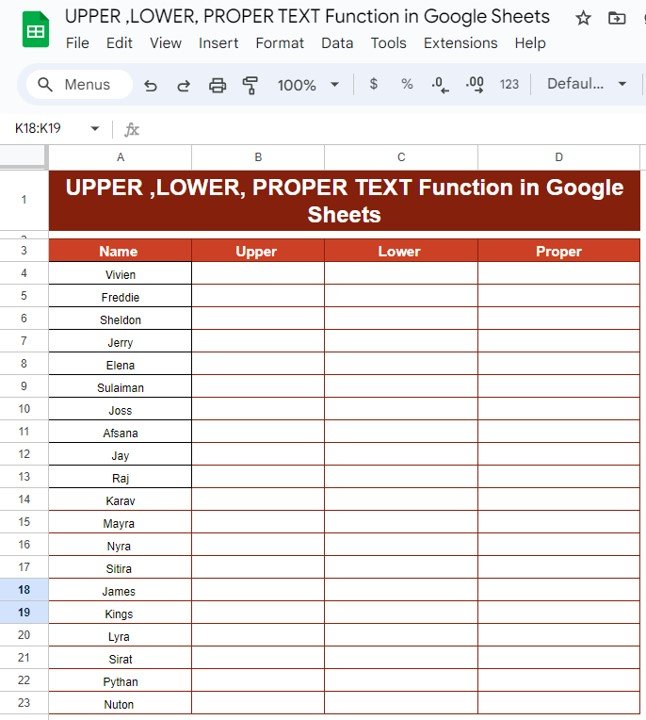 UPPER, LOWER, and PROPER TEXT Functions