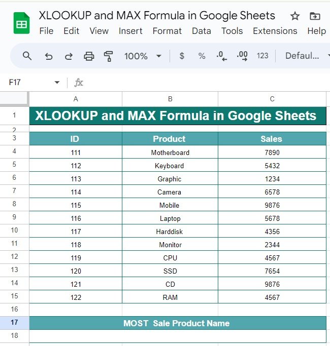 XLOOKUP and MAX Formula