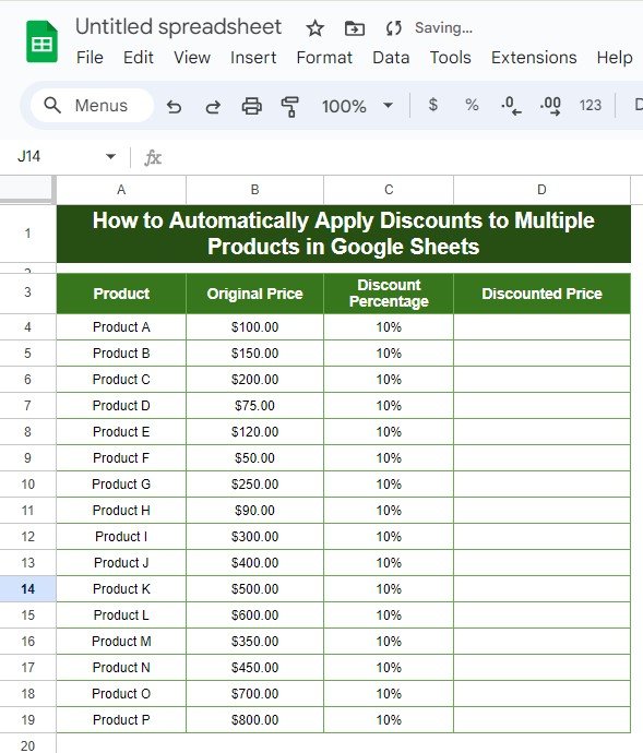 Apply Discounts to Multiple Products in Google Sheets