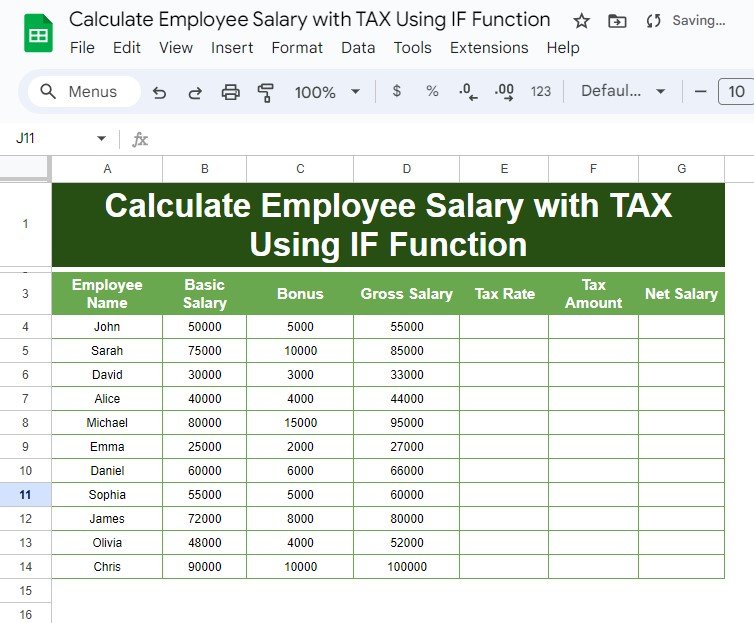 Calculate Employee Salary with TAX Using IF Function