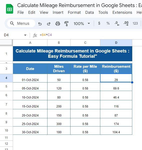 Calculate Mileage Reimbursement