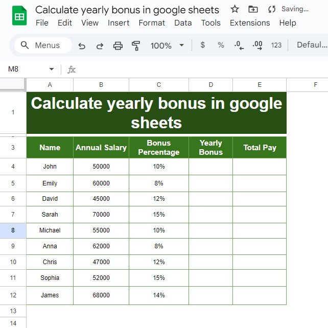 Calculate yearly bonus