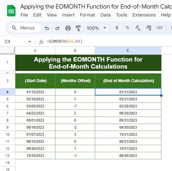 EOMONTH function