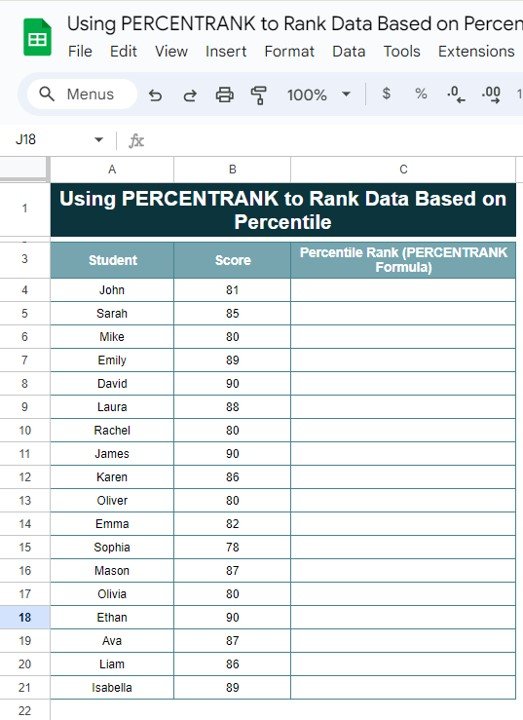 PERCENTRANK Function