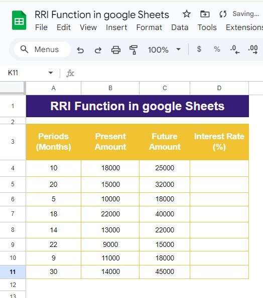 RRI Function in Google Sheets