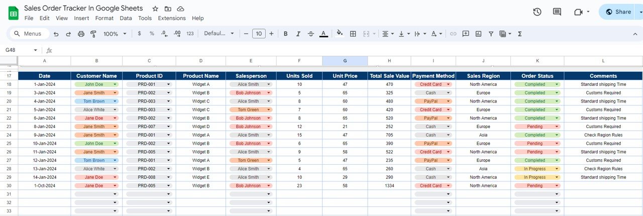 Sales Order Tracker