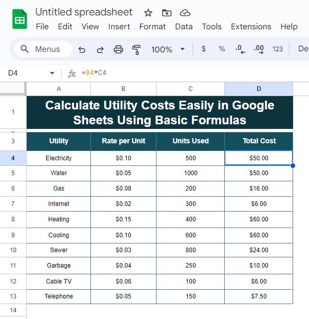 calculate utility costs