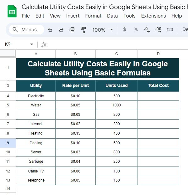 calculate utility costs