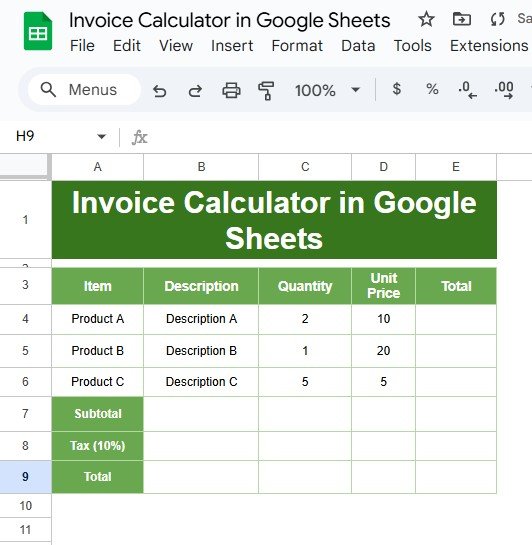 Invoice Calculator