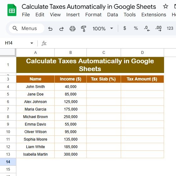 Calculate Taxes Automatically in Google Sheets