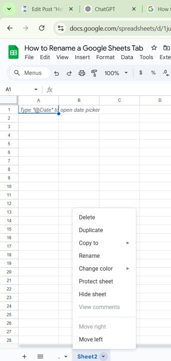 Rename a Google Sheets Tab