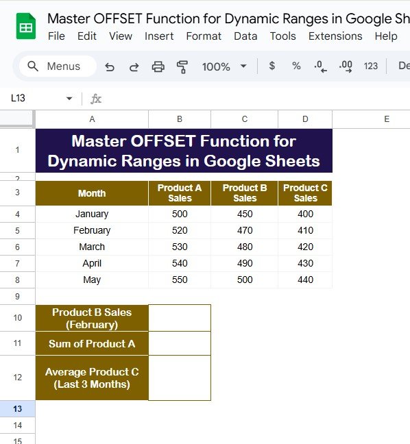 OFFSET Function for Dynamic Ranges in Google Sheets