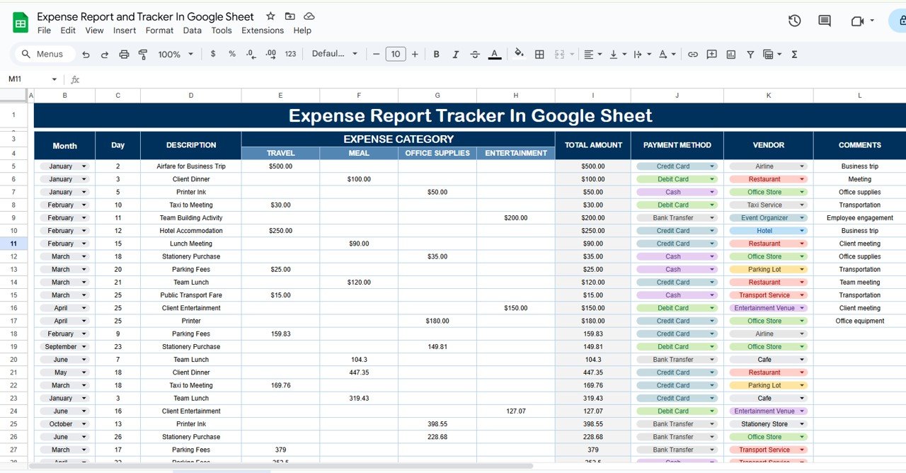 monthly expense report