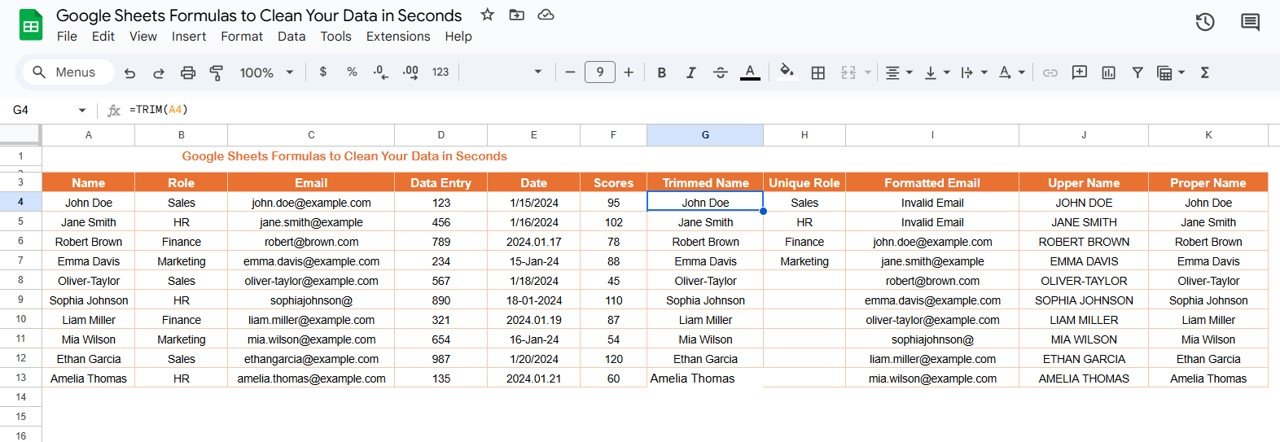 Google Sheets Formulas to Clean Your Data