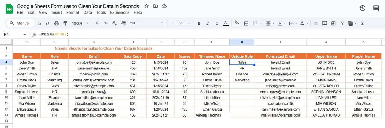 Google Sheets Formulas to Clean Your Data