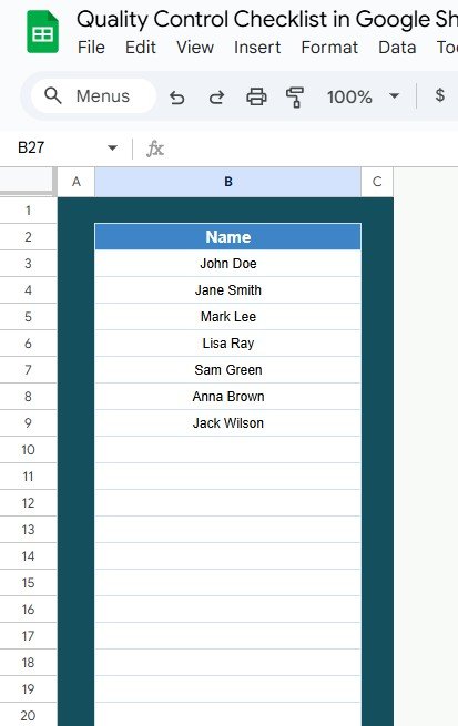 List Worksheet