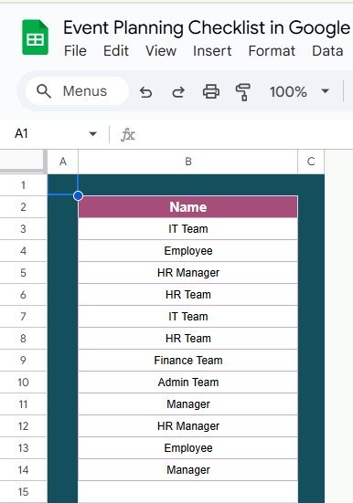 List Sheet Tab