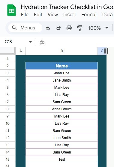 List Sheet Tab