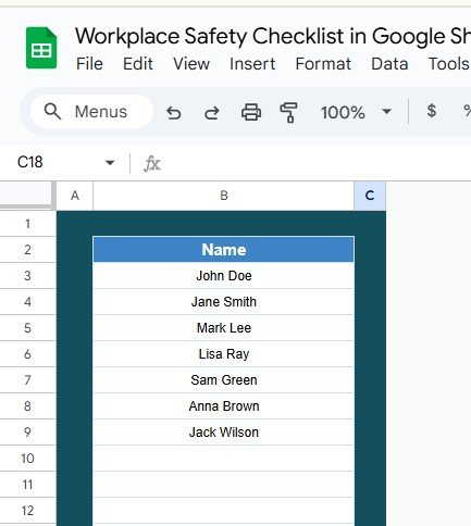 List Sheet Tab