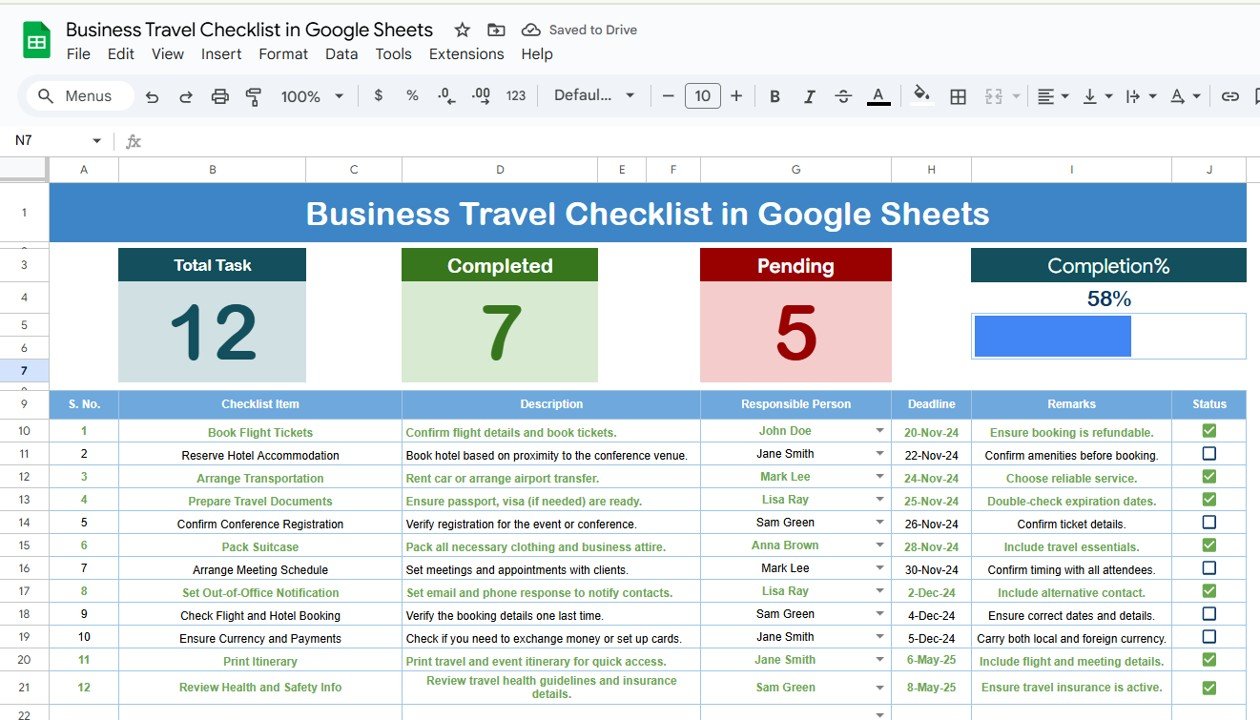 Business travel checklist