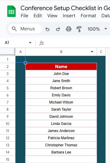 List Sheet Tab