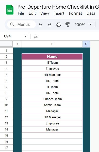 List Sheet Tab: