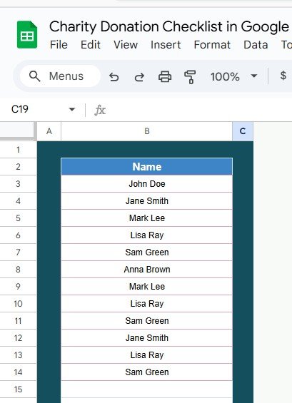 List Sheet Tab