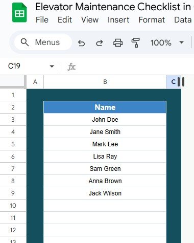 List Sheet Tab