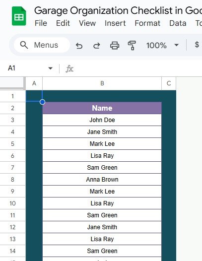 List Sheet Tab