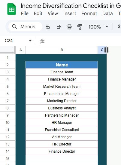 List Sheet Tab