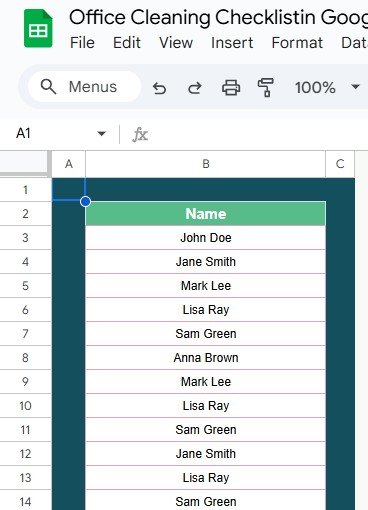 List Sheet Tab