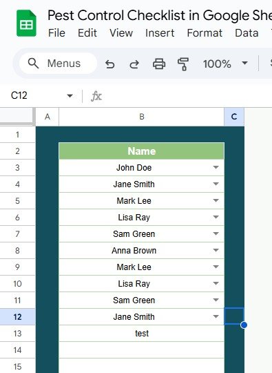 List Sheet
