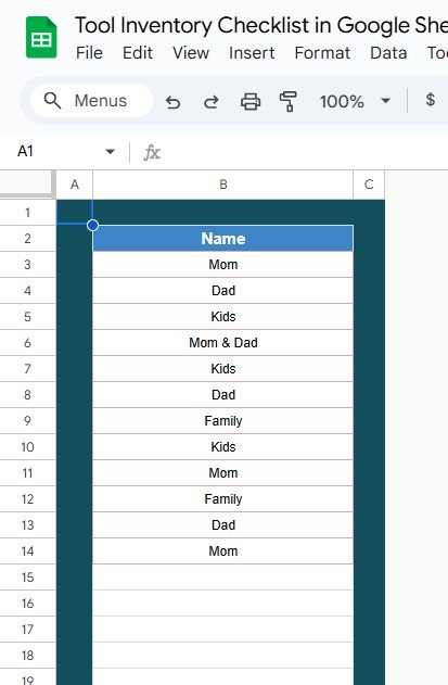 List Sheet